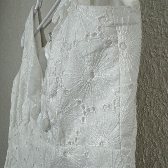 Antonio Melani Cocktail White Dress Mini Tank Keyhole Ruffle V-Neck Zipper Sz 2 - Picture 13 of 16